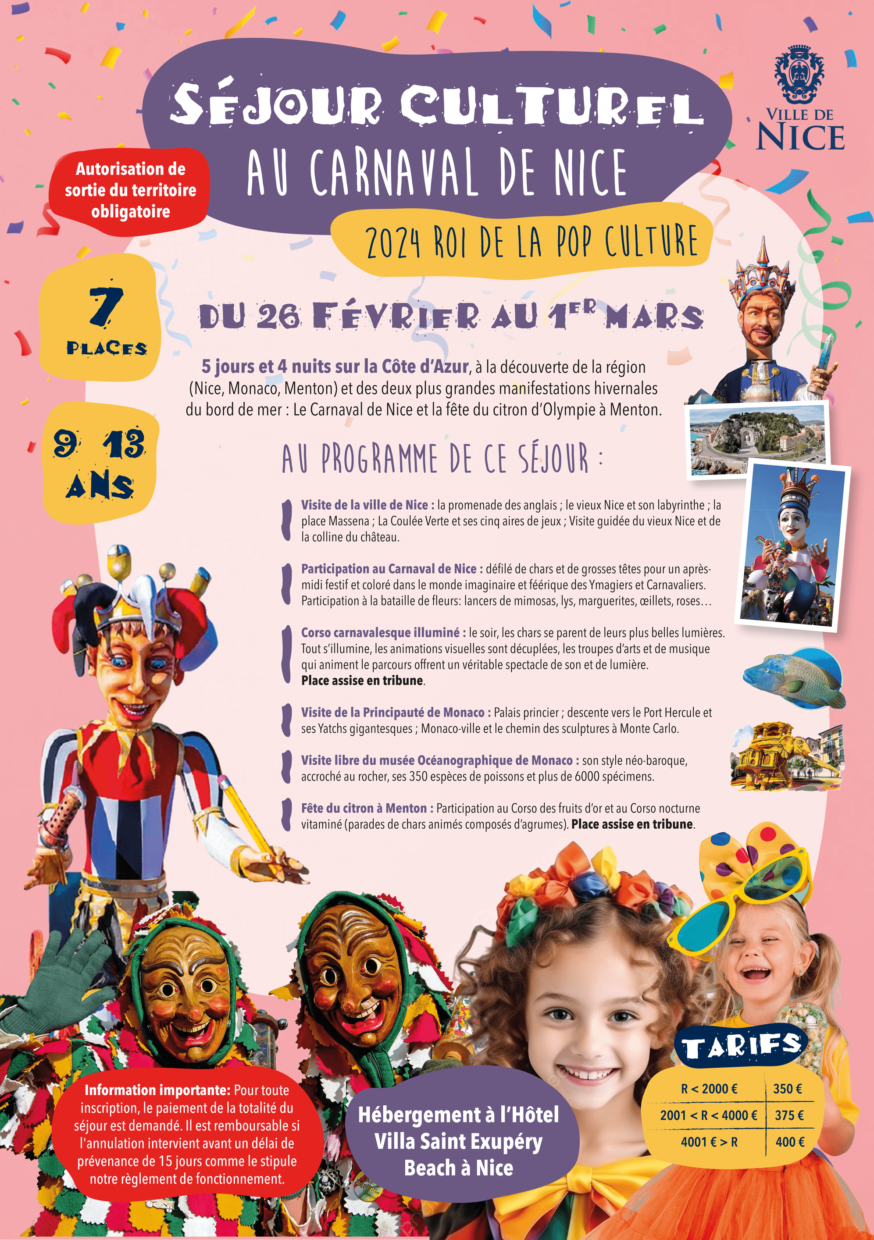 Séjour Culturel à Nice Février 2024